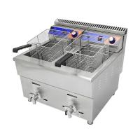 China Stainless Steel Gas Fries Frying Machine Double Tank Commercial Table Top Deep Fryer on sale