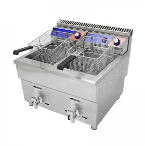 Stainless Steel Gas Fries Frying Machine Double Tank Commercial Table Top Deep Fryer