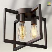 China E27 Rectangular Wrought Iron Ceiling Lamp For Bedroom Dining Room on sale