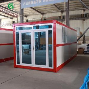 China Fast Installation Folding Container Home Red Frame Single Sided Glass Wall supplier