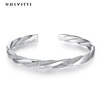 China 3g 13cm Twist Cuff Bracelet Rhodium Plated CZ 925 Silver Bangles on sale