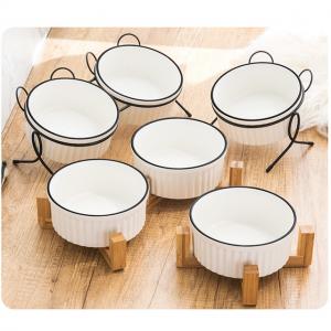 Custom Ceramic Custom Pet Bowls Feeders Rounded Shape With Shelf
