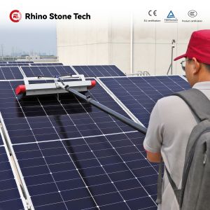 Cepillo de lavado de paneles solares autopropulsado, ligero, para limpiar paneles solares con varilla telescópica de 5,4 m y 7,5 m