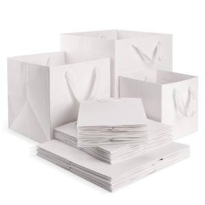 Foldable Strong White Flat Bottom Costume Clothing Jewelry Gift Shopping Cardboard Box Paper Bags