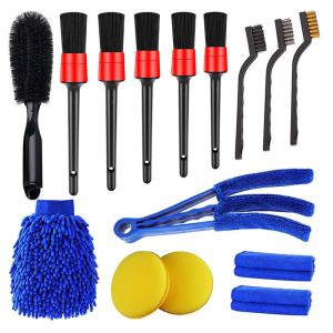 China Factory Price 15 PCS Soft Hair Car Brush Detailing Cleaning Auto Tools Set For Clean Vents Dash Trim Wheels supplier