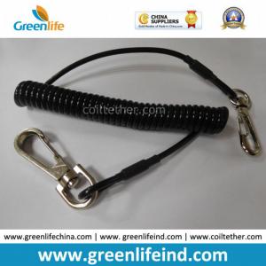 China Solid Black Strong Plastic PU Elastic Coil Tool Lanyard Tether supplier