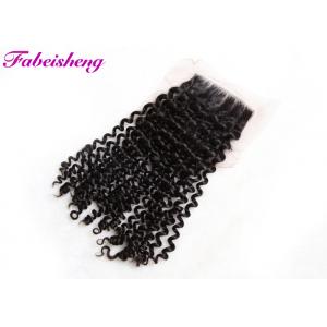 China Brazilian Curly 4x4 Lace Closure , Lace Frontal Closure With Bleached Knots supplier