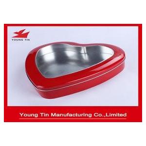 China Red Color Metal Tinplate Tin Box Wedding Gift Packaging With Clear PVC Window On Top supplier