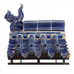 China Traditional Chinese style blue glazed cemetery roof tiles supplier