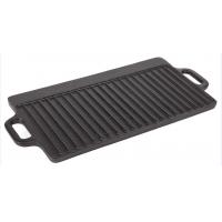 China Two Handles Rectangular Cast Iron Griddle With Ridges 18x9.4x0.6inch on sale