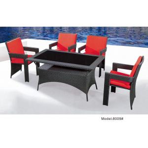 7-piece synthetic rattan wicker outdoor glass top hotel dining furniture 6 armchairs-8009