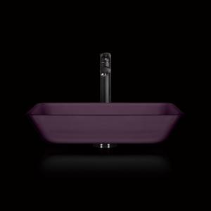 Rectangular Vessel Bathroom Sink Acid Matt Purple Glass Countertop