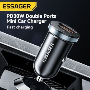 ESSAGER ES-CC12 30W Type C USB A Phone Car Charger Fast Charging QC3.0 PD3.0