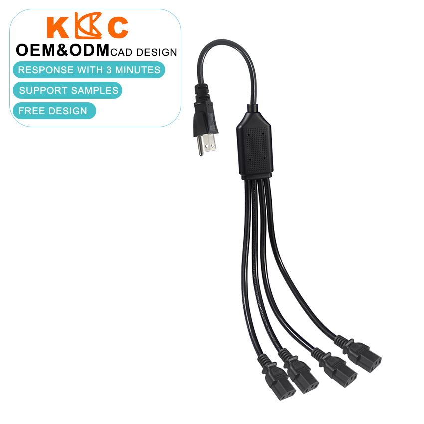 China NEMA 5-15P to 4-Port IEC C13 Power Splitter Cable, AC Extension Cord for Servers, Computers, Networking, Industrial Equipment wholesale