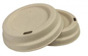 China 80mm Molded Pulp Sugarcane Compostable 8oz coffee cup lids on sale 