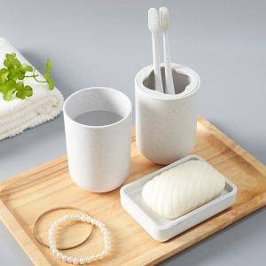 Wheat Toothbrush Cup Glass Soap Box Biodegradable Bathroom Wash Sets