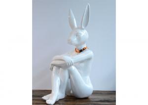 China Painted Rabbit Man Outdoor Fiberglass Sculpture Fantasy Artwork Life Size wholesale