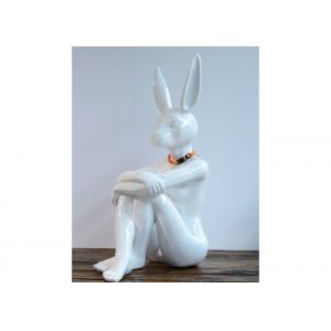 China Painted Rabbit Man Outdoor Fiberglass Sculpture Fantasy Artwork Life Size supplier