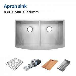 36 Inch Stainless Steel Double Basin Apron Front Sink 83x58 Brushed 50 50