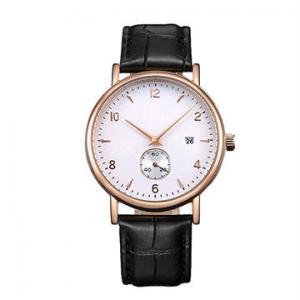 Stainless Steel Leather Band Watches / Quartz Wrist Watch For Men , Eco - Friendly