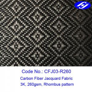 Rhombus Pattern 3K Twill Weave Carbon Fiber / Decoration Black Jacquard Fabric
