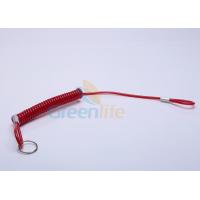 China Custom Size Red Plastic Coil Lanyard Leash Swiveling Loop With Metal Crimp on sale