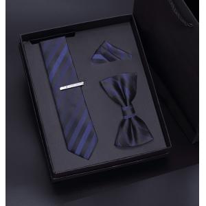 Custom Fashion High Quality Mens Red Necktie Tie Gift Set Hanky With Bowtie Clip Set