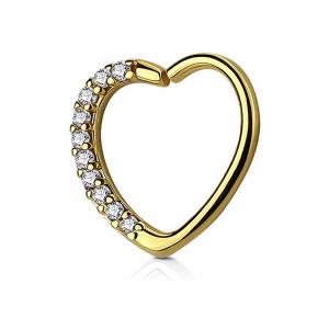 Classic 14k Gold Cartilage Hoop Earring , Heart Shape 16G Diamond Cartilage Earring