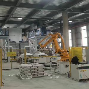 China Dual-line Dual-station Robotic Arm Palletizer Achieves Parallel And High-speed Palletizing on sale