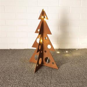 China Garden Decorations Solid Rusty Corten Metal Christmas Trees With LED Light supplier