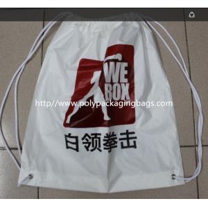 China White Double Plastic Drawstring Backpack For Riding , Playing , Swimming supplier