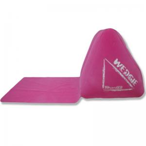 Inflatable wedge-shaped lounger cushion with a waterproof mat