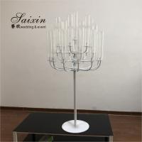 China New wedding decoration tall 25 arms White standing metal candelabras with glass chimney on sale