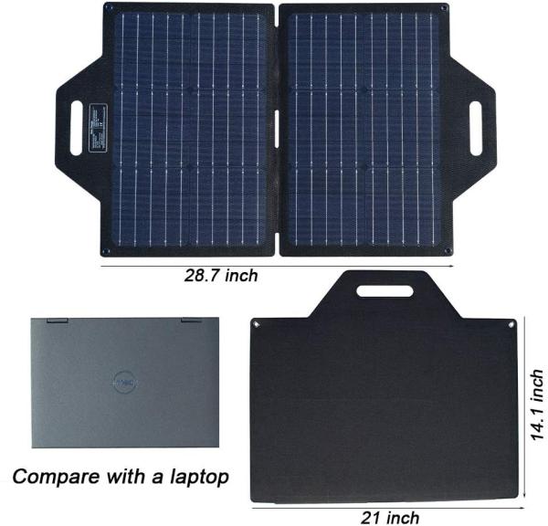 Portable Foldable Solar Panel Charger With Dual USB   DC Port  19V Output