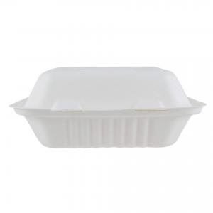 China Logo Customized Sugarcane Clamshell Food Container Take Away 3 Compartment wholesale