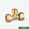 China Reducer Threaded Tee Pex Fittings Brass Color ISO Standard Customized Designs And Weight wholesale