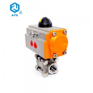 China 3PCS Pneumatic Actuated Female Type NPT BSPT BSPP  Threaded Ball Valve supplier