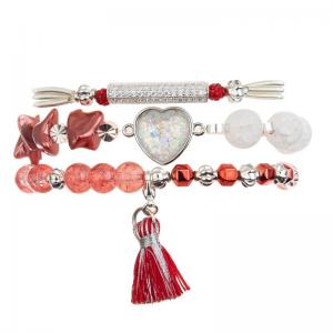 China Girls Love Heart Charm Bracelet With Mystic Glowing Red Crystal supplier