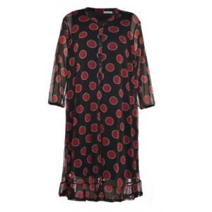 China Polka Dot Print Dresses For Ladies With Pleat Hem, Custom Made With Lined supplier