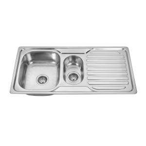 China Above Counter 1000 x500mm Single Bowl Kitchen Sink With Drainboard Folk Washing Basin supplier