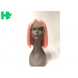 China HF Peruvian Virgin Natural Human Hair Wigs , Lace Frontal Silky Straight Wave Bob Wig supplier