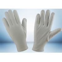 China Bleached White Cotton Inspection Gloves , Cotton Glove Liners Hemming Cuff on sale