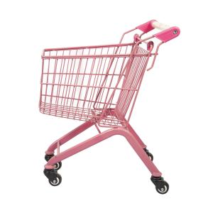 China Pink 20L Supermarket Mini Kids Shopping Carts Toy Metal Childrens Shopping Trolley supplier