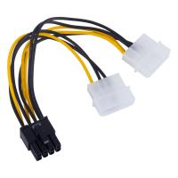 12V Video Card Power Cord Y Shape 8 Pin PCI Express To Dual 4 Pin Molex Graphics Card Power Cable