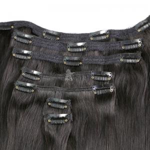 Premium Quality #1 Colored Silky Straight Indian Remy Clip in Human hair extension