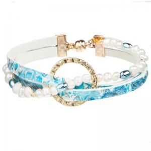 China Irregular Leather And Pearl Wrap Bracelet For Fashion Daily Wear supplier