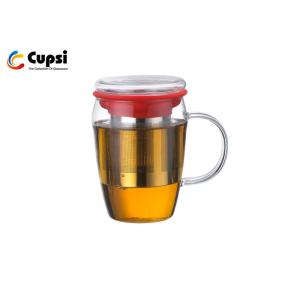 China High Borosilicate Glass Tea Cup With Lid Silicone Sleeve 580ml Intelligent Design supplier