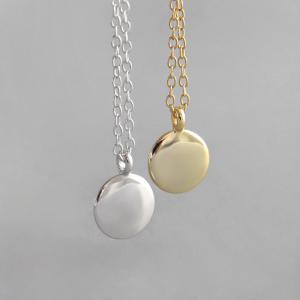 Lanciashow 925 Sterling Silver Beans Chain Necklace Simple Geometric Small Round Pendant