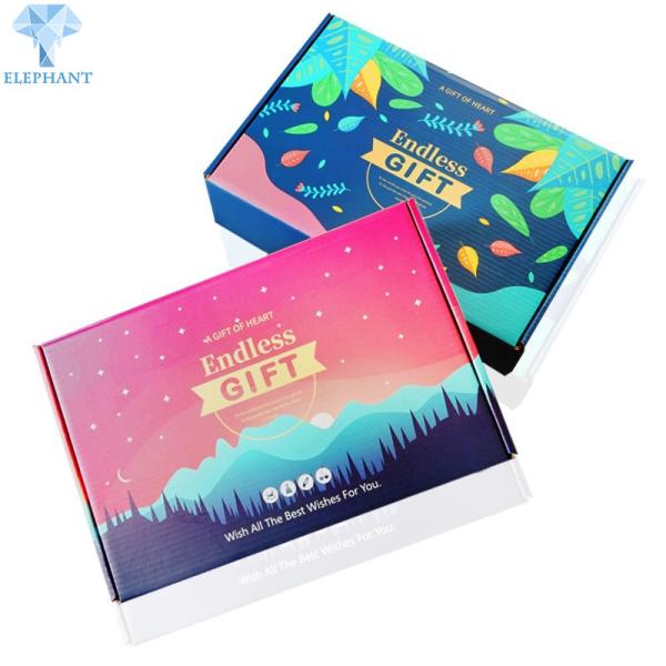 Custom ElEgant Handmade Flac Diecut Pack Colorful Printed Corrugated Clothes Packing Mailer Boxes