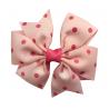 China Girls Hair Bow Ribbon Dot Printing Green / Pink Color Customized Size wholesale